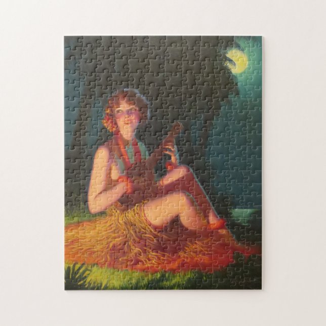 Puzzle Fille dans le clair de lune avec l'ukulélé de (Vertical)