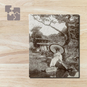 Puzzle Fille dans le jardin japonais de zen