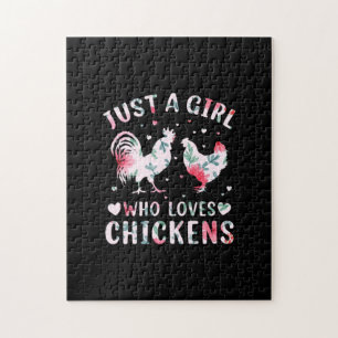Puzzle Fille d'art de poulet qui aime les poulets