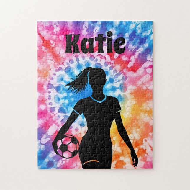 Puzzle Fille de football Personnalisé Cravate-Dye Rainbow (Vertical)