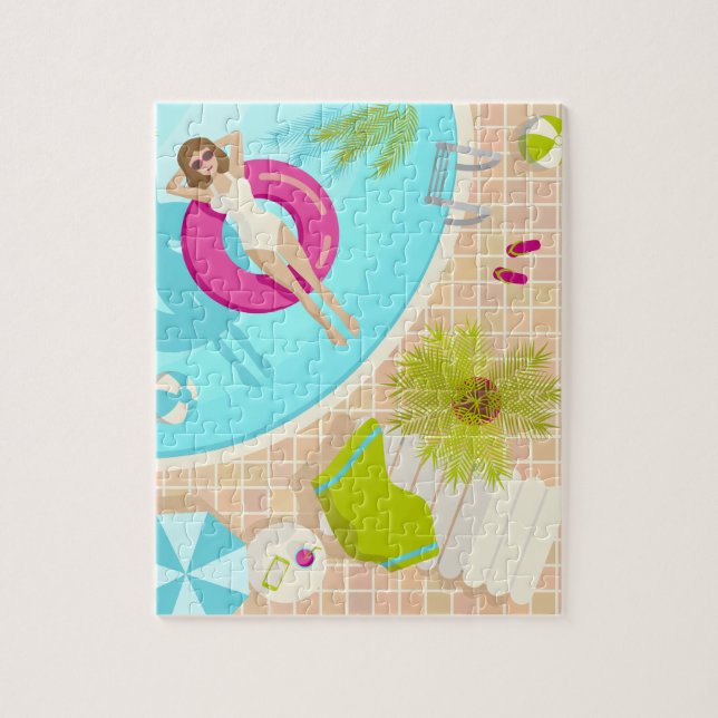 Puzzle Fille de piscine en bikini plage d'été (Vertical)