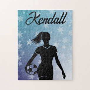Puzzle Fille de soccer Personnalisé Hiver Ombre Flocon de