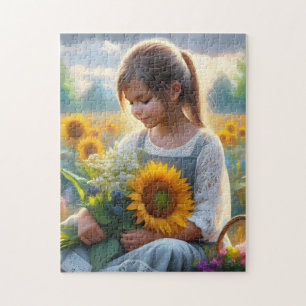 Puzzle Fille de tournesol