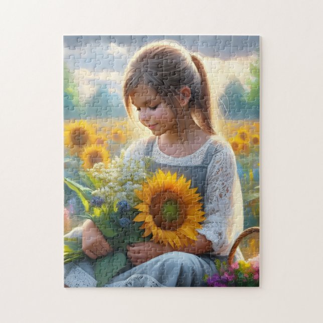 Puzzle Fille de tournesol (Vertical)