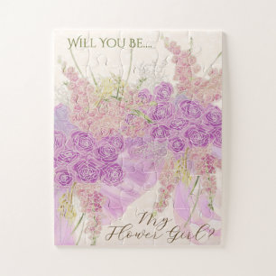 Puzzle Fille des fleurs à l'orchidée vintage ombré avec n