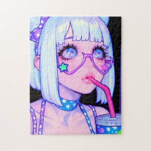 Puzzle Fille d'Internet Pastel Lunettes Étoile