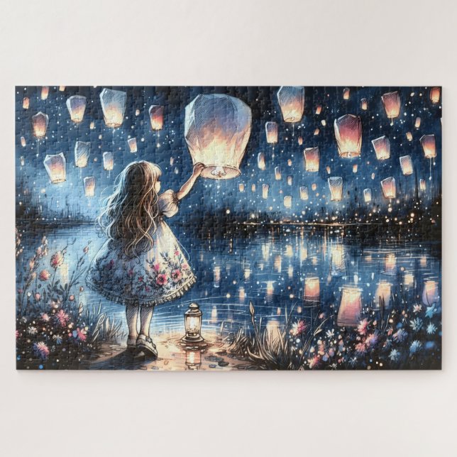 Puzzle Fille du lac de lanterne céleste fantaisiste  (Horizontal)