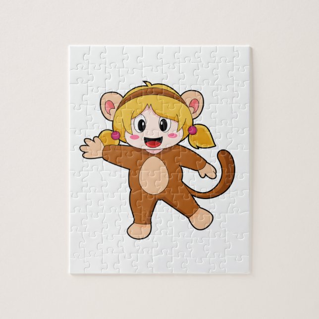 Puzzle Fille en costume comme singe (Vertical)
