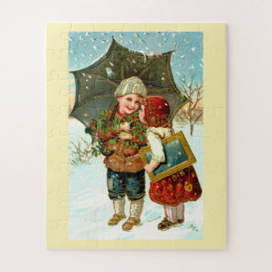 Puzzle Fille et garçon dans la neige