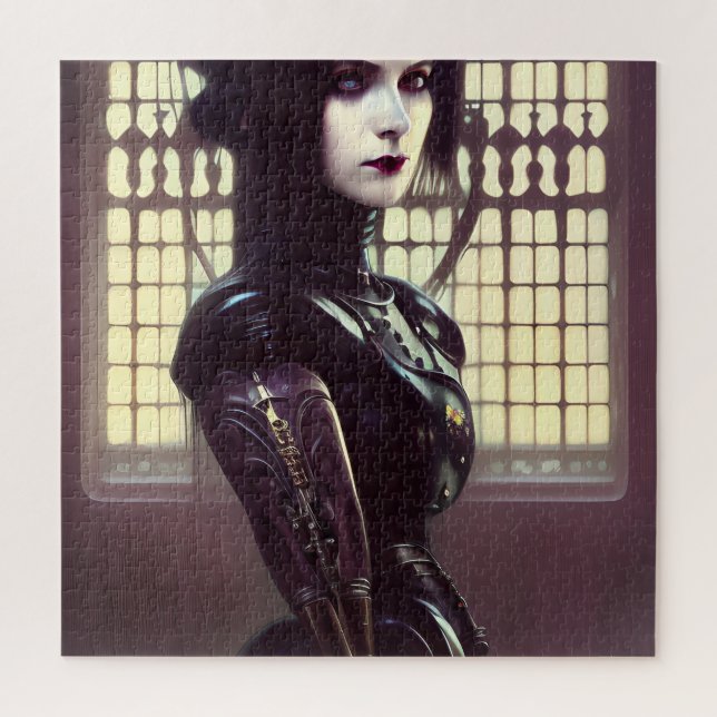 Puzzle Fille gothique Steampunk Yeux de couleur différent (Vertical)