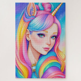 Puzzle Fille habillée en licorne