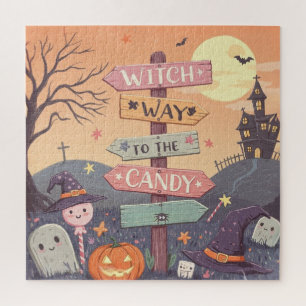 Puzzle Fille Halloween - Sorcière jusqu'au bonbon