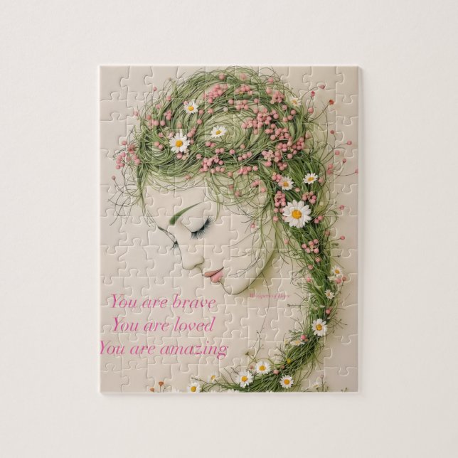 Puzzle Fille merveilleuse avec fleur (Vertical)