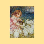 Puzzle Fille nourrissant des lapins<br><div class="desc">Vintage girl feeding rabbits</div>