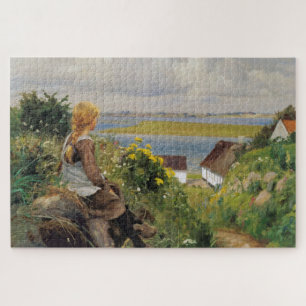Puzzle Fille perdue dans la pensée (par H.A. Brendekilde)