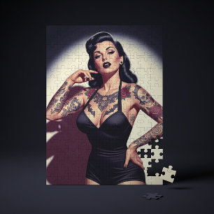 Puzzle Fille pin-up tatouée rétro
