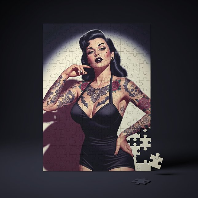 Puzzle Fille pin-up tatouée rétro (Créateur téléchargé)
