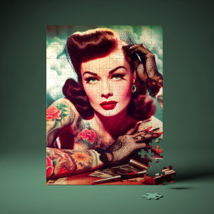 Puzzle Fille Rétro Tatouée Pin-up