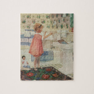Puzzle Fille vintage, Lave-linge Linge