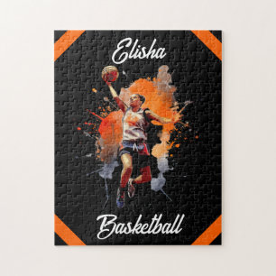 Puzzle Filles Basketball Aquarelle Personnalisée
