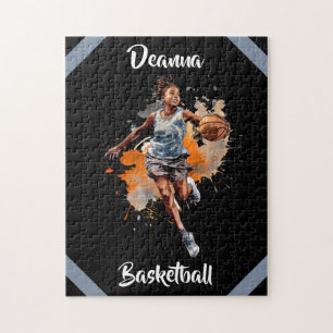 Puzzle Filles Basketball Aquarelle Personnalisée