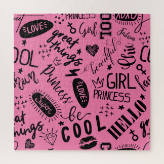 Puzzle Filles Calligraphic : Motif de mode sans couture