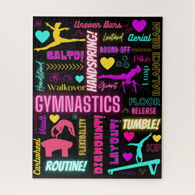 Puzzle Filles colorées Gymnastique Glossaire Typographie (Vertical)