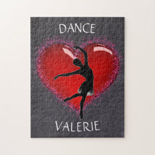 Puzzle Filles Danse Tableau Noir Cœur avec nom personnali