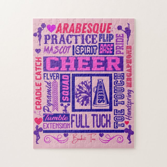 Puzzle Filles de Cheerleading Typographie Violet (Vertical)