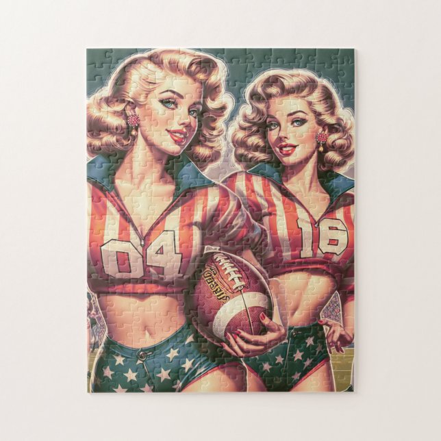 Puzzle Filles de football vintages (Vertical)