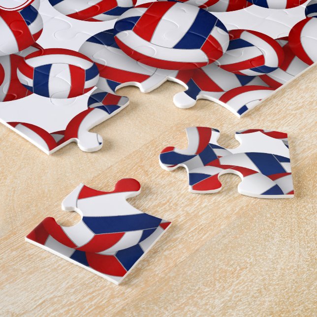 Puzzle filles garçons nom rouge bleu volleball équipe cou (Côté)