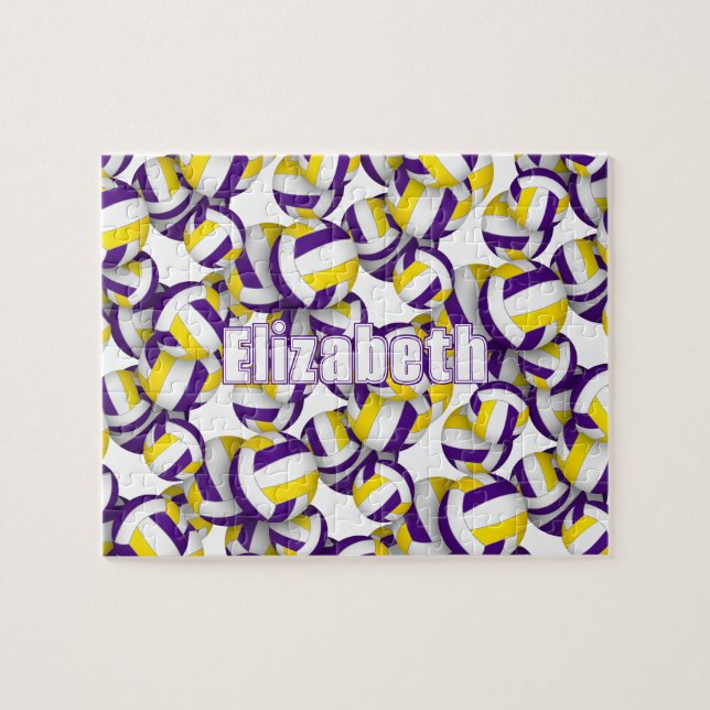 Puzzle filles garçons violet or volleyball équipe couleur (Horizontal)