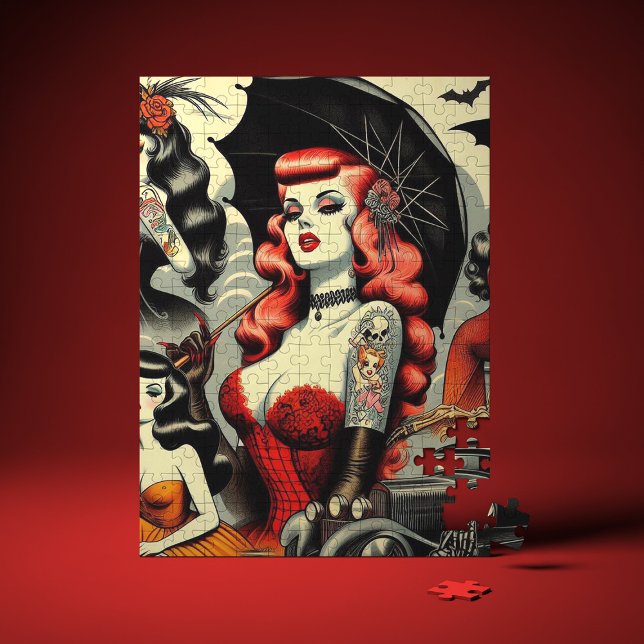 Puzzle Filles gothiques tatouées mignonnes rétro (Créateur téléchargé)