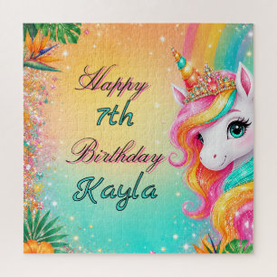 Puzzle Filles Licorne Arc-en-Ciel Tropical Anniversaire
