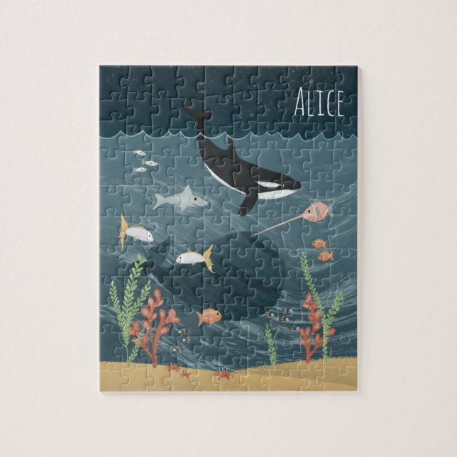 Puzzle Filles Mignonne Nuit Océan & Whimsical Orca Enfant (Vertical)