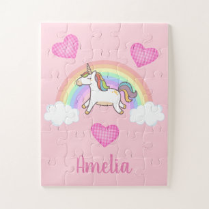 Puzzle Filles mignonne rose Unicorne arc-en-ciel Enfants 