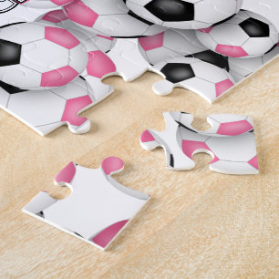 Puzzle filles soccer noir rose personnalisé
