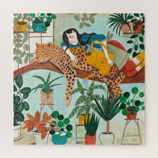 Puzzle Filles vertes élégantes tropicales florales de jun (Vertical)