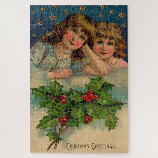 Puzzle Filles victoriennes voeux de Noël (Vertical)