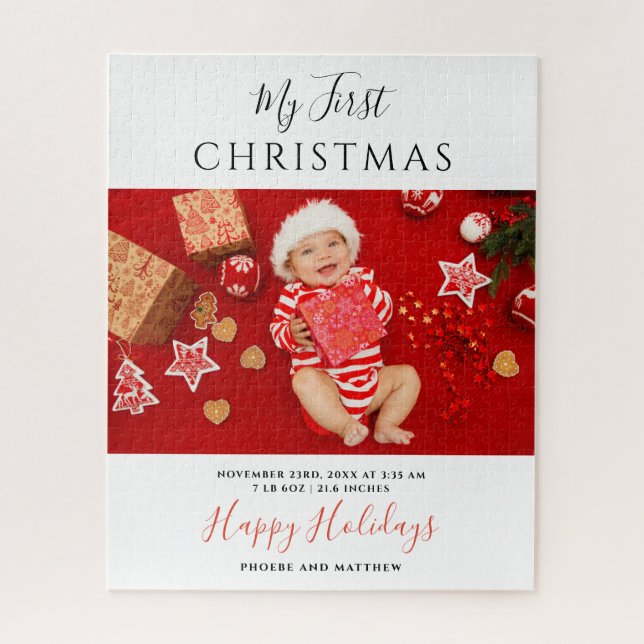 Puzzle First Christmas Baby Photo Collage (Vertical)