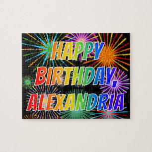 Puzzle First Name "ALEXANDRIA", Fun "HAPPY BIRTHDAY"