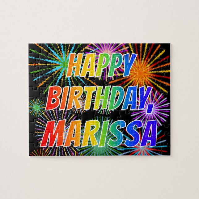Puzzle First Name "MARISSA", Fun "HAPPY BIRTHDAY" (Horizontal)