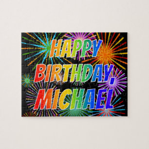 Puzzle First Name "MICHAEL", Fun "HAPPY BIRTHDAY"