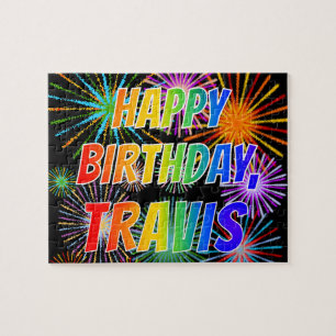 Puzzle First Name "TRAVIS", Fun "HAPPY BIRTHDAY"