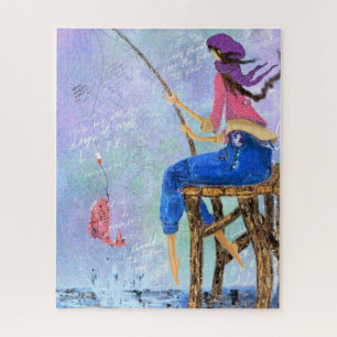 Puzzle Fisher Girl - Art Dessin mer Abstraite femme poiss