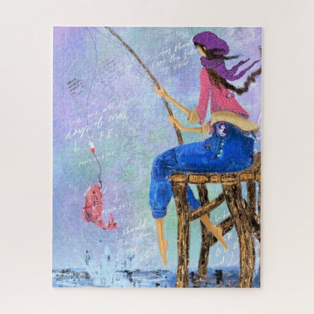 Puzzle Fisher Girl - Art Dessin mer Abstraite femme poiss (Vertical)