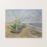 Puzzle Fishing Boats | Vincent Van Gogh<br><div class="desc">Fishing Boats on the Beach at Saintes-Maries (1888) by Dutch post-impressionist artist Vincent Van Gogh. Original artwork is an oil on canvas seascape painting depicting several fishing boats on the ocean shore.

Use the design tools to add custom text or personalize the image.</div>