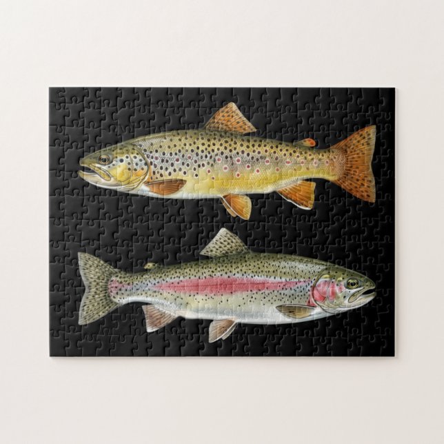 Puzzle Fishing Lover  – Trout Fishing Design (Horizontal)