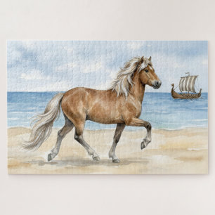 Puzzle Fjara Cheval islandais aquarelle sur la Plage