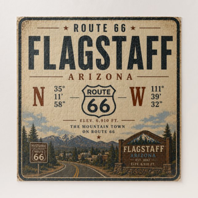 Puzzle Flagstaff, Route 66, Ville de Montagne (Vertical)